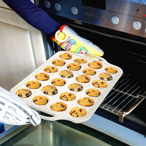 2 Pieces Silicone Muffin Pans, Reinforced Metal Frame