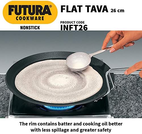 Hawkins Futura 26 cm Flat Tava, Non Stick Tawa with Stainless Steel