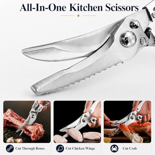 Kitchen Scissors Heavy Duty, 2-in-1 Kitchen Shears for Food, All