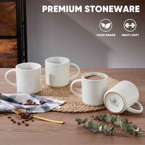 E-far Coffee Mugs Set of 4, 12 oz Stoneware Coffee Cups with Handle
