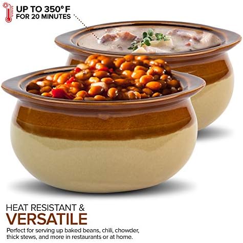 Stock Your Home 12 oz French Onion Soup Crock (4 Pack) -Two-Toned