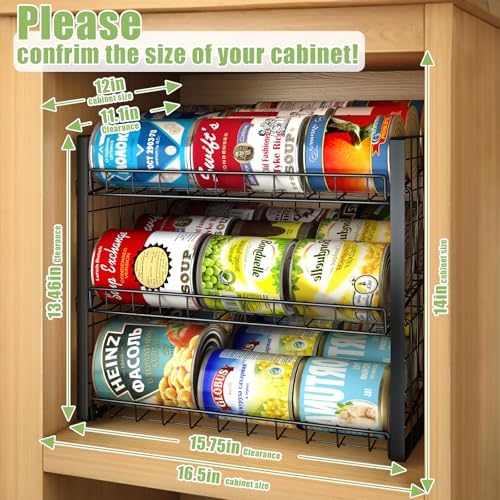 JKsmart 3-Tier Stackable Can Rack Organizer for Pantry, Adjustable Can Storage Holder for Various Ounces of Canned food Soda Drinks, Can Dispenser for Kitchen Cupboard Cabinet, 2 Pack