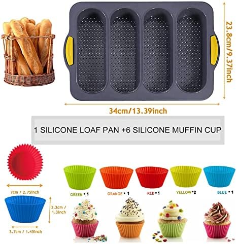 MUJUZE Silicone Sub Roll Baking Pan,Bread Loaf Pan,Sub Roll Mold With
