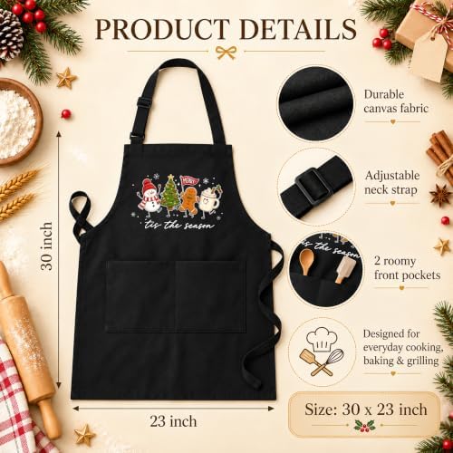 Tis the Season Winter Christmas Apron with Pockets