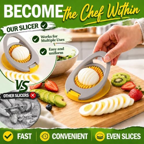 NOVANO Hard Boiled Egg Slicer with Stainless Steel Wires, Egg Salad