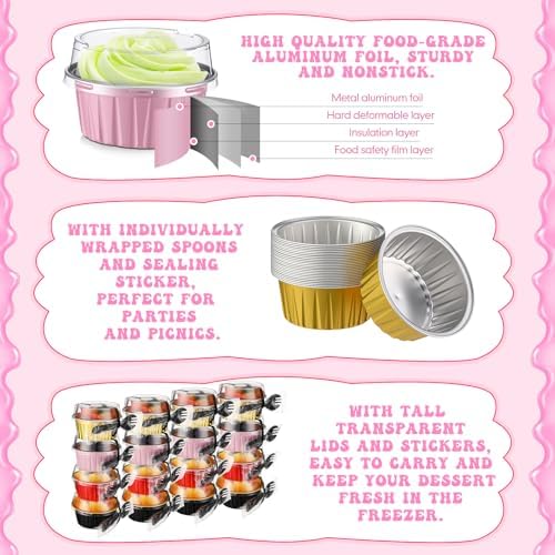 Vesici 100 Set 4.2 oz Mini Cake Pans with Lids & Spoons
