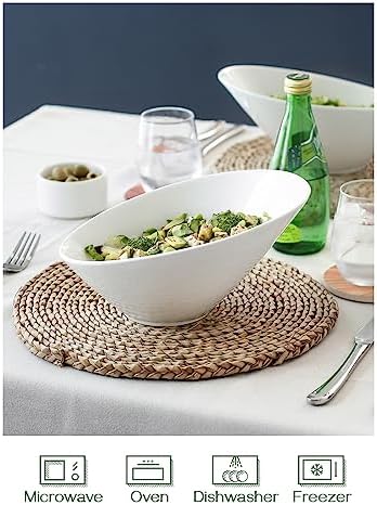DOWAN 23 OZ Slanted Salad Bowls of 2 Packs - 9.5" Angled Serving Bowls