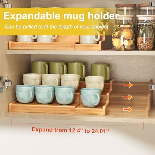 Hongtamoya 3-Tier Expandable Bamboo Mug Holder