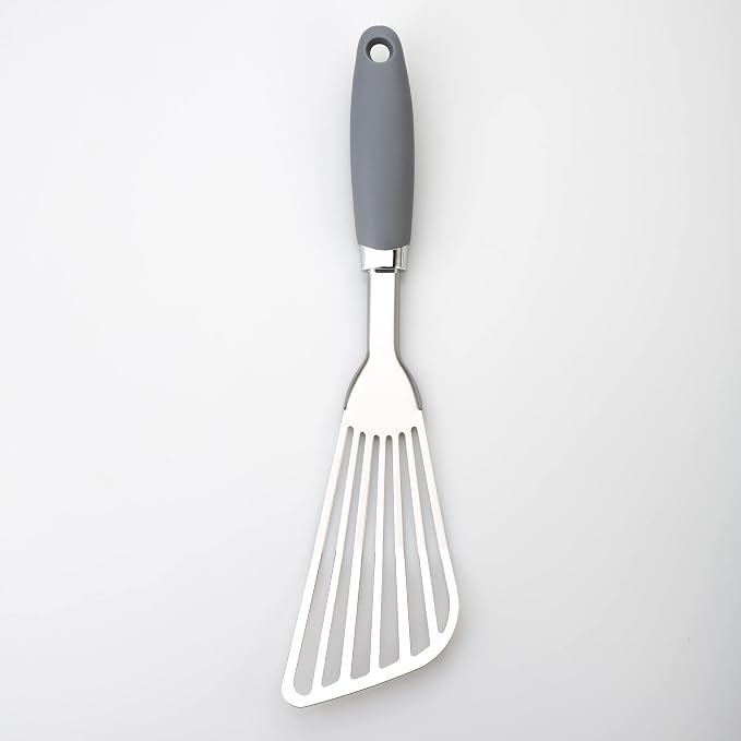 304 Stainless Steel Fish Spatula, Non-Slip Ergonomic Handle Slotted Spatula - Image 4