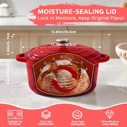 Sourdough Starter Kit with 6.5 QT Enamel Cast Iron Pot