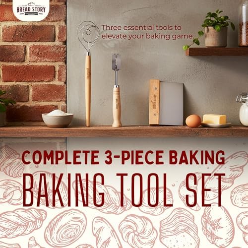 Danish Dough Whisk Set – Wooden Scraper & Lame Scoring Tool