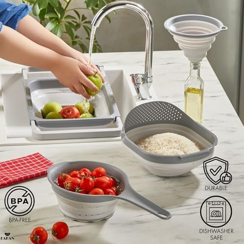 Collapsible Colanders for Kitchen | Strainer with Handle, Over Sink