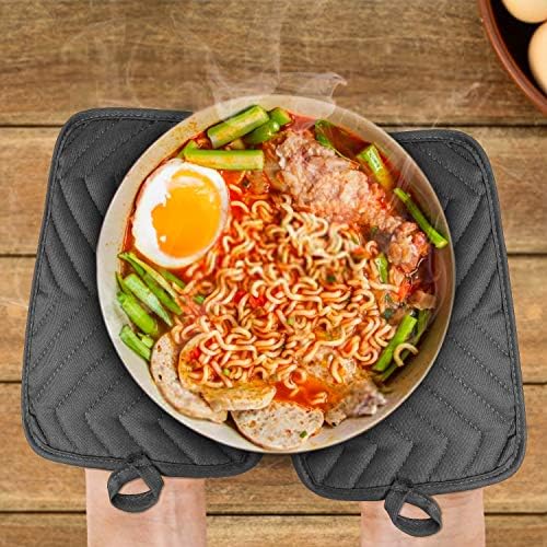 5-Pack Cotton Pocket Pot Holders, Grey