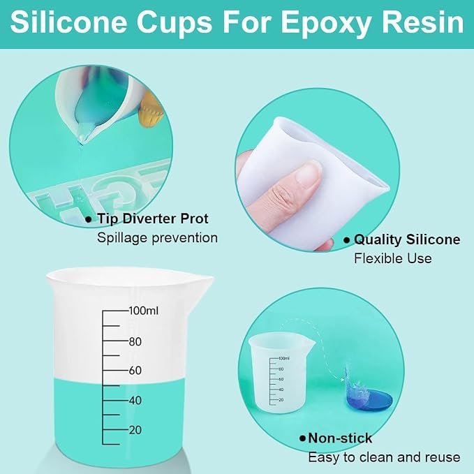8 PCS Silicone Measuring Cups Kits, Silicone Measuring Cup, 100ml Non-Stick - Image 4