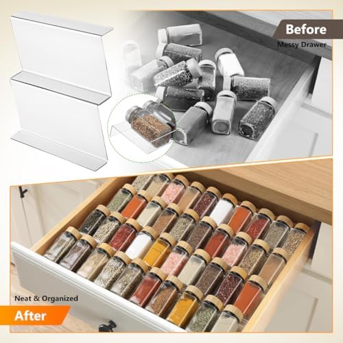 BESTOYARD Expandable Spice Rack Drawer Organizer 4 piece Clear Acrylic