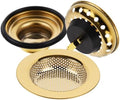 Kitchen Sink Strainer and Stopper Set Metal Drain Filter Basket with