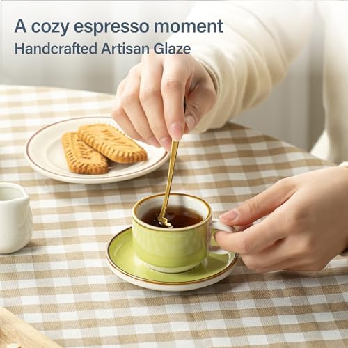 ONEMORE 2.5 Oz Espresso Cups Set of 4, Stackable Porcelain Coffee Cups