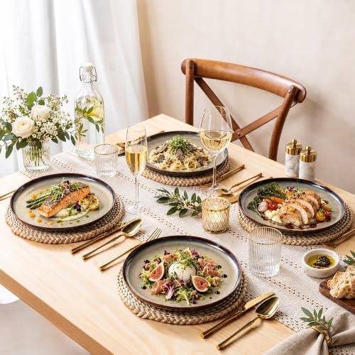 theterra Ceramic Dinner Plates Set of 6, 10.5 Inch Dinnerware Plates