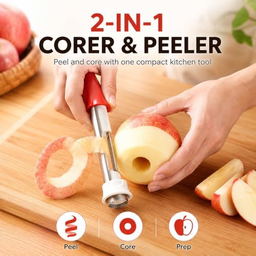 2 In 1 Apple Corer And Peeler Tool, Apple Peeler Corer Slicer All In