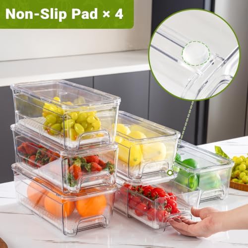 Imncya 4 Pack Clear Refrigerator Organizer Bins