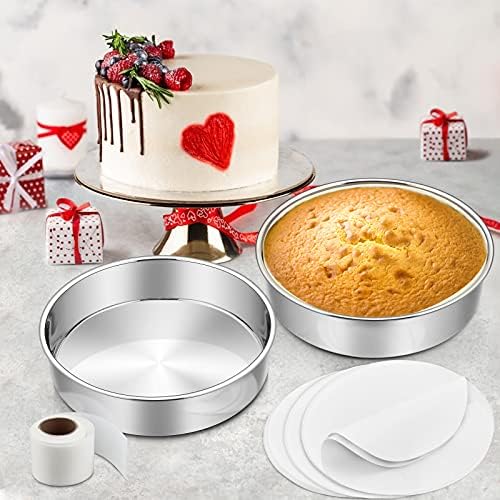 8 Inch Cake Pan Set of 2, E-Far Stainless Steel Round Layer Cake