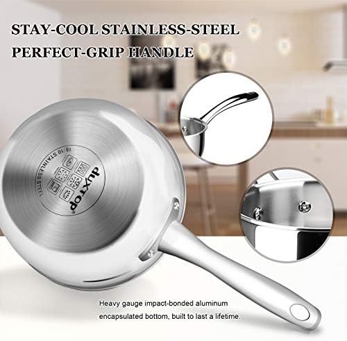 Duxtop Tri-Ply Stainless Steel Saucepan with Lid, 3 Qt Induction Pot