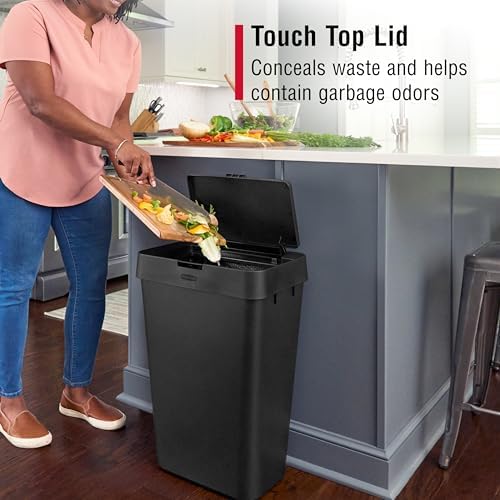 Rubbermaid 12.2 Gallon Touch-Top Trash Can, Black