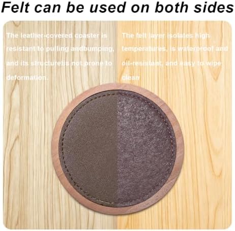 Wood Coaster for Drinks, 4.13 Inch, Set of 5, Absorbent and Insulation