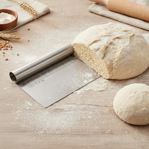 Stainless Steel Dough Cutter with Measurement Scale, 11-Inch Bench