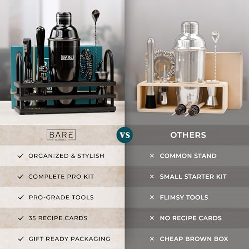 BARE BARREL® Mixology Bartender Kit Bar Set | 14-Piece Cocktail Shaker