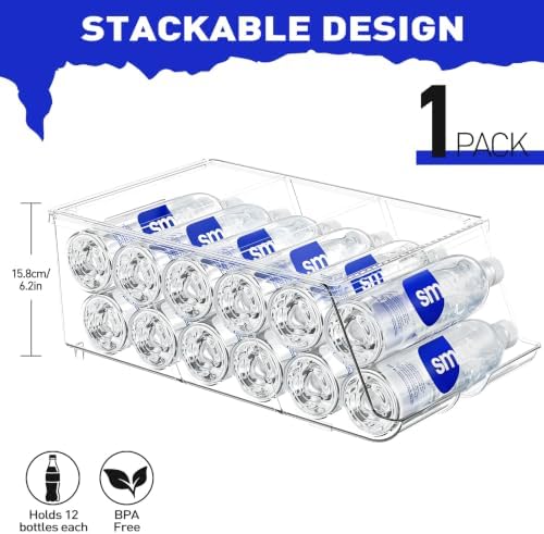 SCAVATA 1 Pack Water Bottle Organizer for Refrigerator, Stackable with