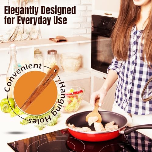 7 Pcs Natural Teak Wooden Spoons for Cooking, Kitchen Utensil Set