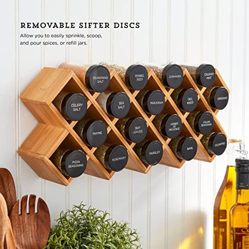 Kamenstein Criss Cross 18 Jar Bamboo Spice Rack with Spices Included