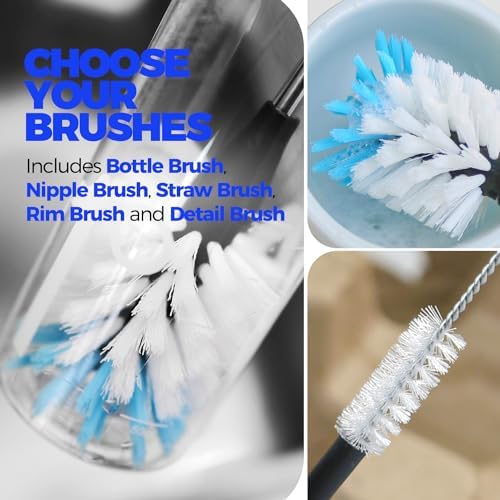 Holikme 4 Pack Bottle Brush 14" Stainless Steel Straw Cleaner