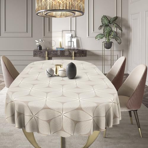 Geometrical Oval Tablecloth Farmhouse 52"x70" Waterproof Table Cloth