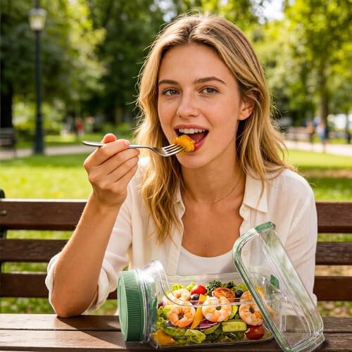 Salad Pod Portable Salad Jar with Leakproof Dressing Container, Meal