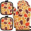 4-Piece Fall Oven Mitt and Pot Holder Set, Maple Leaves