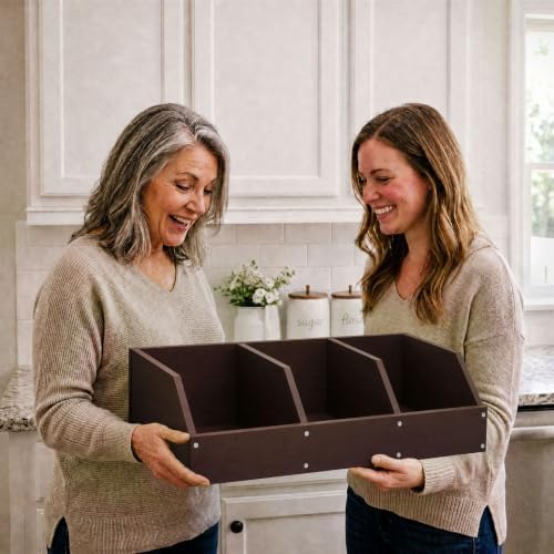 Potato Onion Storage Bin, Wooden Pantry Organizer with 3 Compartments