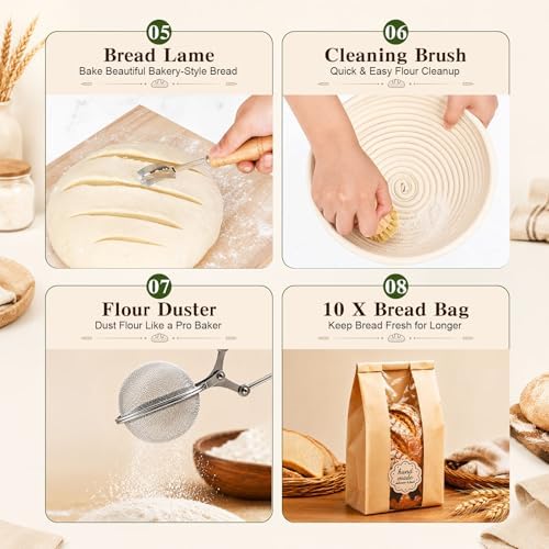 Sourdough Starter Kit, 47-Piece Set with Round & Oval Baskets
