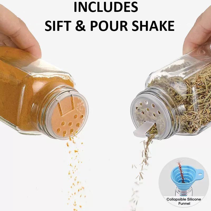 12 Pack Glass Spice Jars with Label, Empty Spice Bottles with Metal