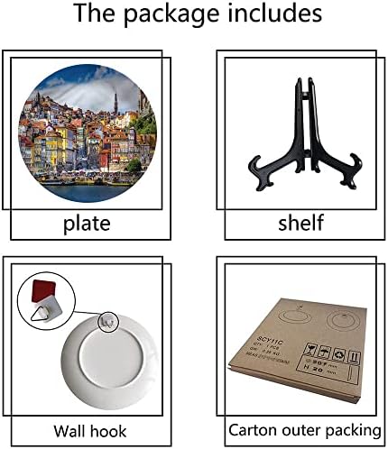 XISUNYA 8 Inch Travel Pattern Ceramic Decorative Plate,Nostalgic