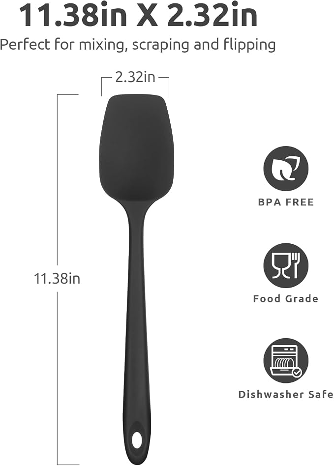 Heat Resistant Silicone Spoon Spatula: U-Taste 600ºF High Heat Flexible 11.38in - Image 2