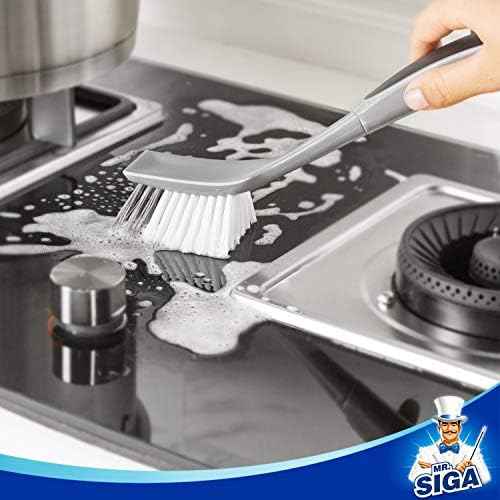 MR.SIGA Dish Brush with Scraper, 2 Pack