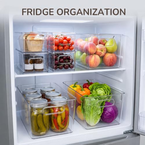 Hudgan 8 Clear Plastic Storage Bins for Pantry