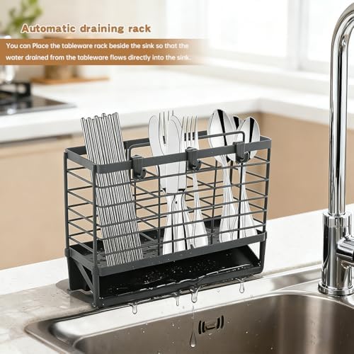 Utensil Holder, Kitchen Utensil Drying Rack, 3-Compartment Sink Caddy