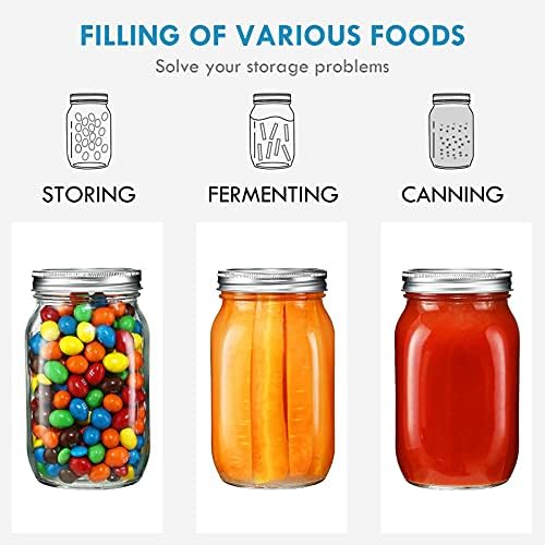 YEBODA 32 oz Wide Mouth Mason Jars, 6 Pack