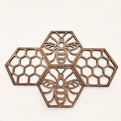 Alipis Honeycomb Wooden Coasters Set of 10 3.93X3.14 Inch Lightweight