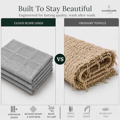 CLOUDSCAPE Kitchen Towels Cotton, Pack of 6, Absorbent, 18"x28", AIG