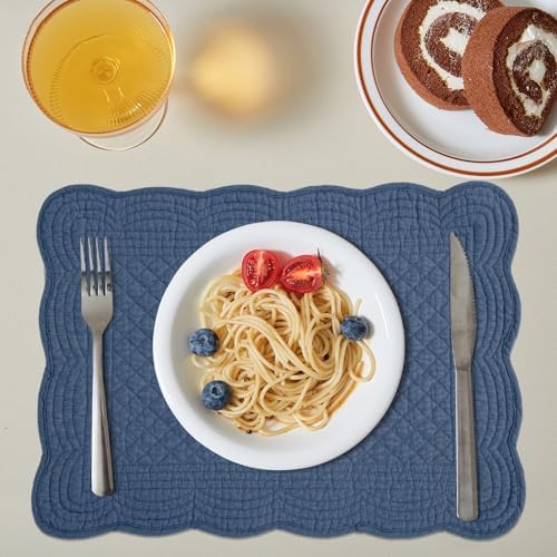 HOMBYS Quilted Placemats Set of 6 Washable-13x18 inches Rectangular