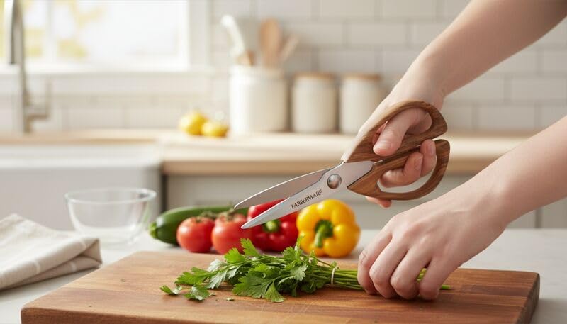 Farberware Kitchen Shears with Stainless Steel Blades and Faux Wood